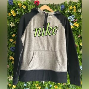 NIKE Women’s Therma-Fit Hoodie Sweatshirt with Neon Green Accents - Medium